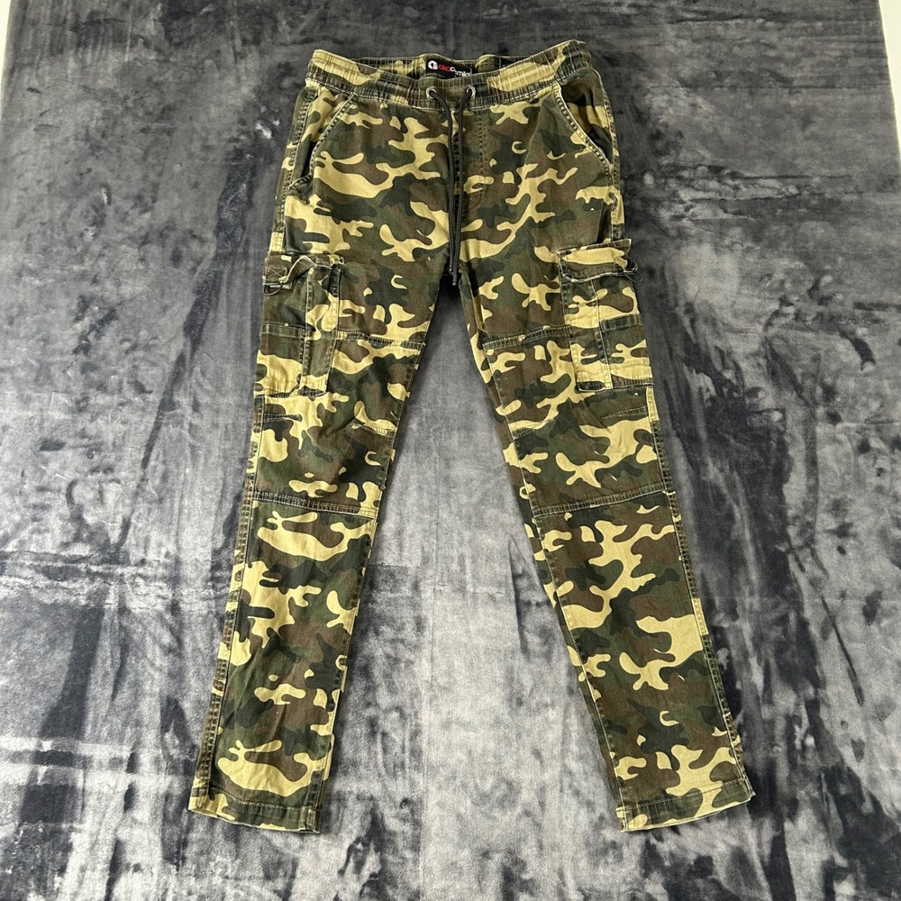 Akademiks Cargo Pants Mens Size M Green Camo Jogger Drawstring Utility 1880‎